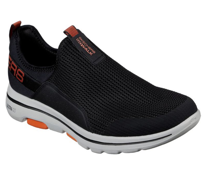 Skechers Gowalk 5 - Downdraft - Mens Slip On Shoes Black/Orange [AU-TB8231]